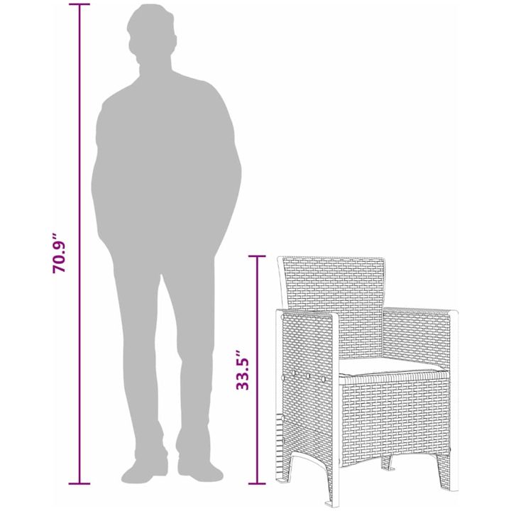 trädgårdsstolar med dynor 2 st Antracit Poly Rattan vidaXL 53 x 49 x 85 cm – bild 11