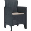 trädgårdsstolar med dynor 2 st Antracit Poly Rattan vidaXL 53 x 49 x 85 cm – miniatyr 4