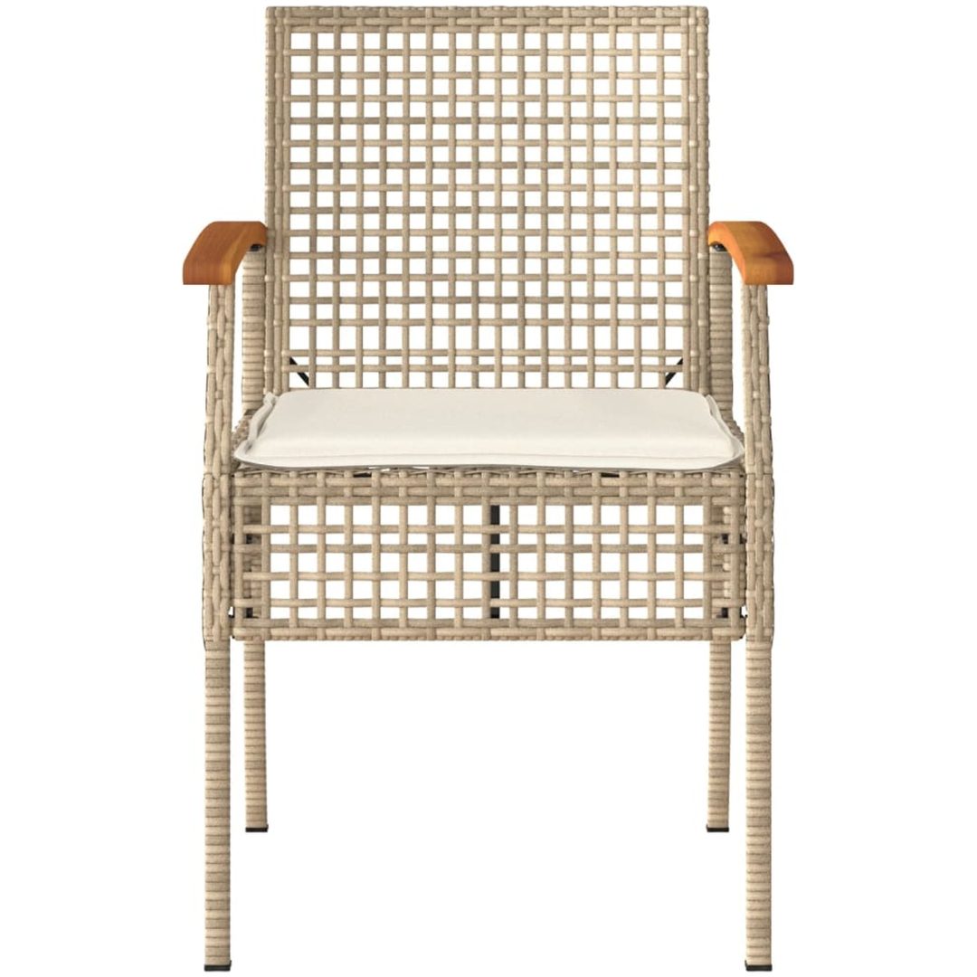Trädgårdsstolar med dynor 2 st beige konstrotting akaciaträ vidaXL – bild 4
