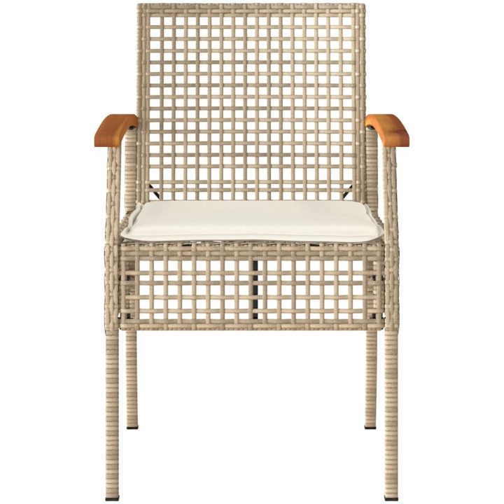 Trädgårdsstolar med dynor 2 st beige konstrotting akaciaträ vidaXL – bild 4