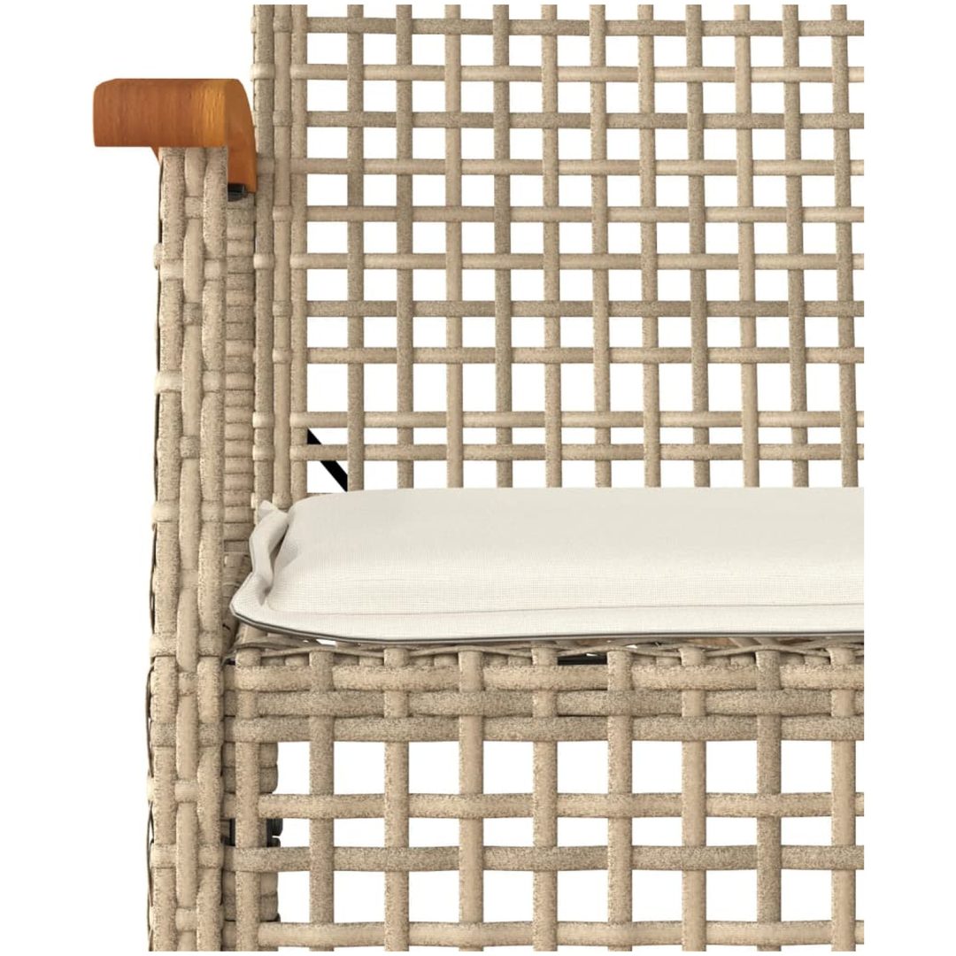 Trädgårdsstolar med dynor 2 st beige konstrotting akaciaträ vidaXL – bild 9