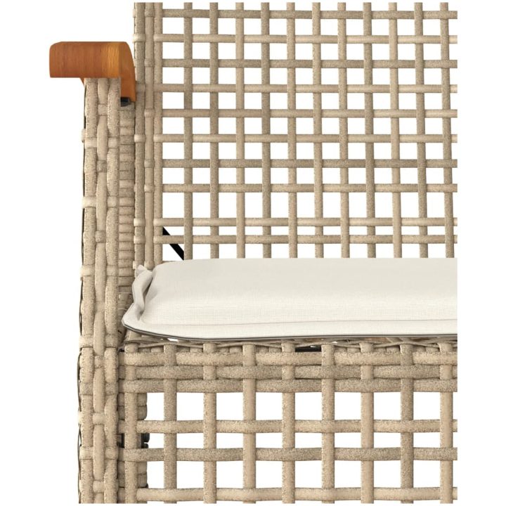 Trädgårdsstolar med dynor 2 st beige konstrotting akaciaträ vidaXL – bild 9