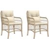 Trädgårdsstolar med dynor 2 st beige konstrotting vidaXL – miniatyr 2