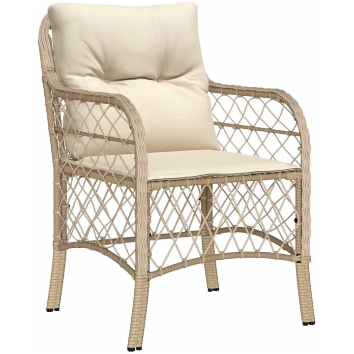 Trädgårdsstolar med dynor 2 st beige konstrotting vidaXL – bild 4