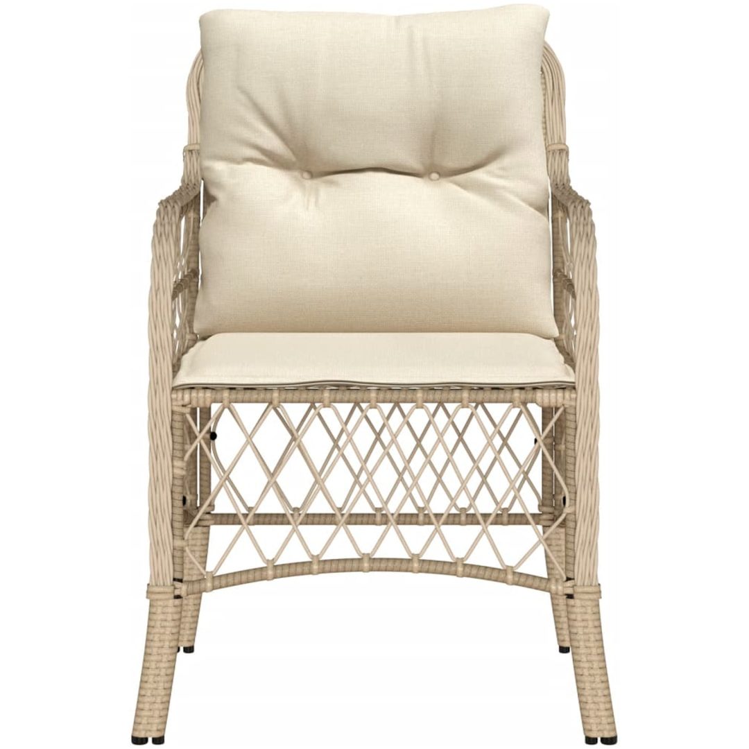 Trädgårdsstolar med dynor 2 st beige konstrotting vidaXL – bild 5