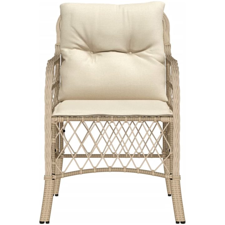 Trädgårdsstolar med dynor 2 st beige konstrotting vidaXL – bild 5