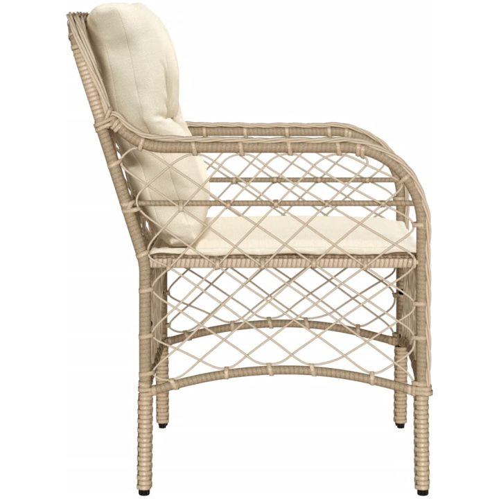 Trädgårdsstolar med dynor 2 st beige konstrotting vidaXL – bild 6