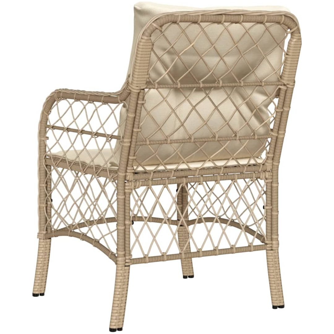 Trädgårdsstolar med dynor 2 st beige konstrotting vidaXL – bild 7