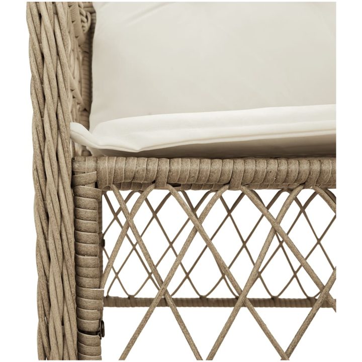 Trädgårdsstolar med dynor 2 st beige konstrotting vidaXL – bild 8