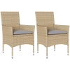 Trädgårdsstolar med dynor 2 st beige konstrotting vidaXL – miniatyr 2