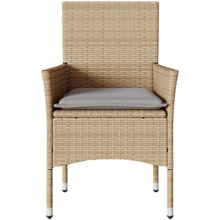 Trädgårdsstolar med dynor 2 st beige konstrotting vidaXL – bild 5