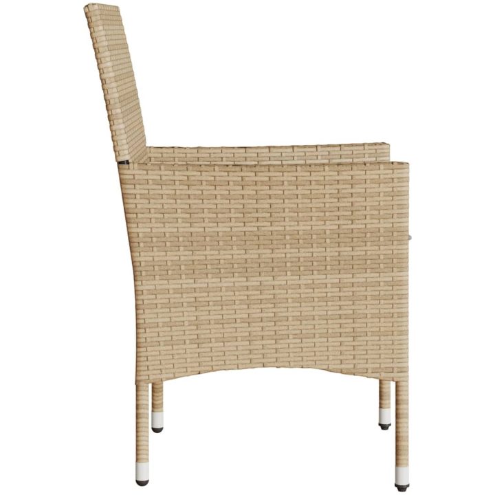 Trädgårdsstolar med dynor 2 st beige konstrotting vidaXL – bild 6