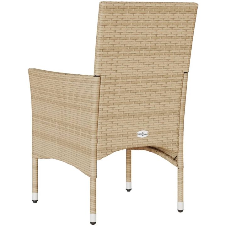 Trädgårdsstolar med dynor 2 st beige konstrotting vidaXL – bild 7