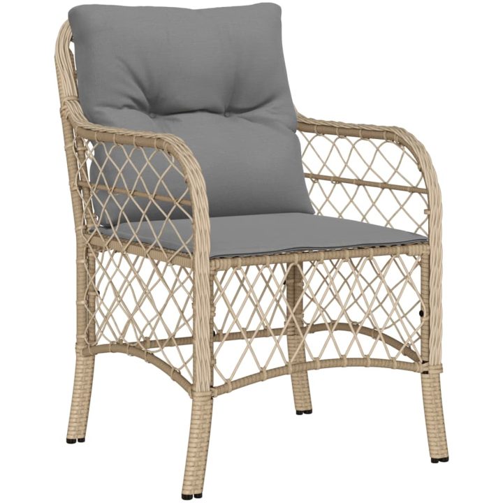 Trädgårdsstolar med dynor 2 st blandad beige konstrotting vidaXL – bild 4