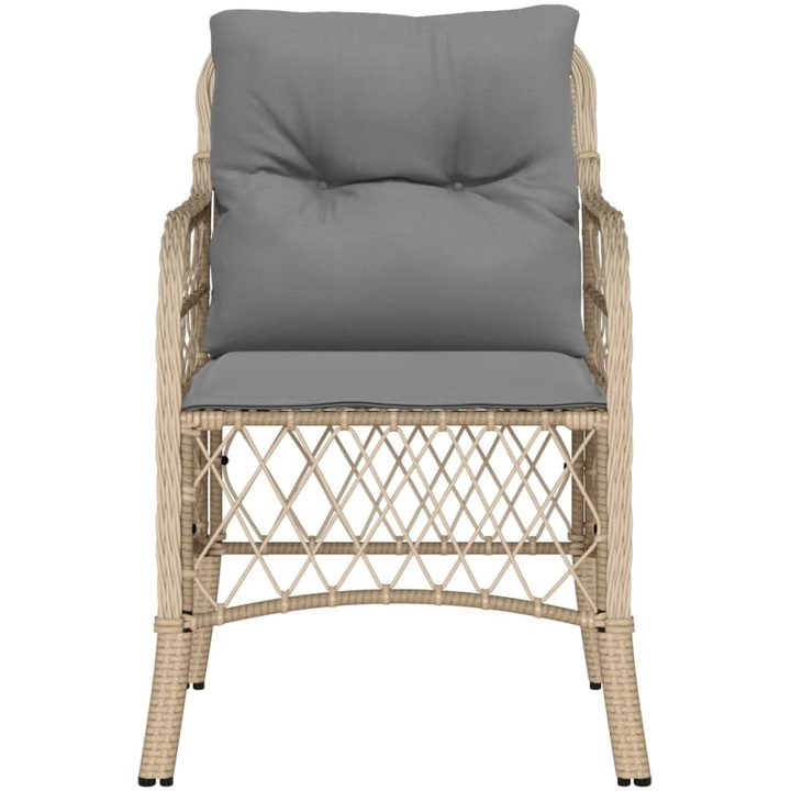 Trädgårdsstolar med dynor 2 st blandad beige konstrotting vidaXL – bild 5