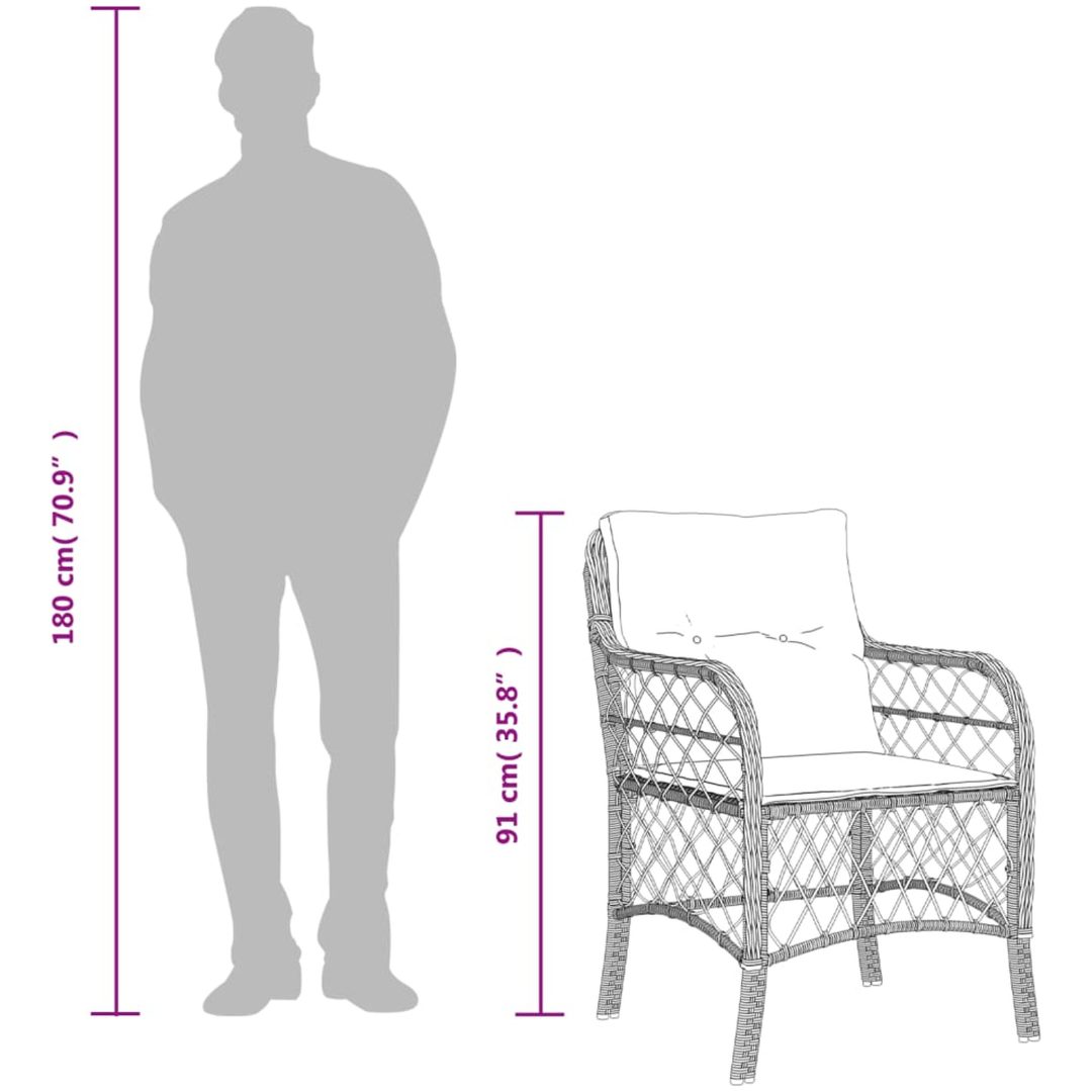 Trädgårdsstolar med dynor 2 st blandad beige konstrotting vidaXL – bild 9