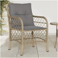 Trädgårdsstolar med dynor 2 st blandad beige konstrotting vidaXL