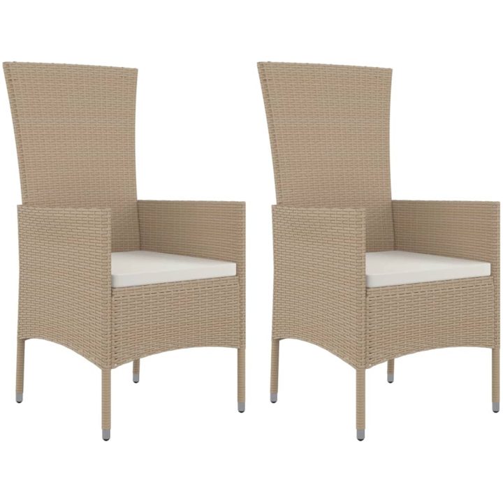 Trädgårdsstolar med dynor 2 st konstrotting beige vidaXL – bild 2