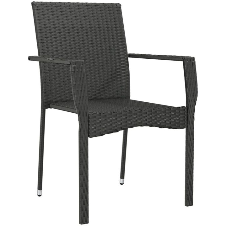 Trädgårdsstolar med dynor 2 st konstrotting svart vidaXL – bild 4