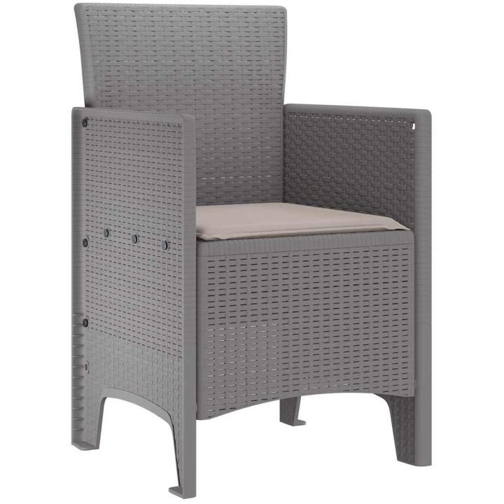 Trädgårdsstolar med dynor 2 st ljusgrå konstrotting vidaXL 53 x 49 x 85 cm – bild 4