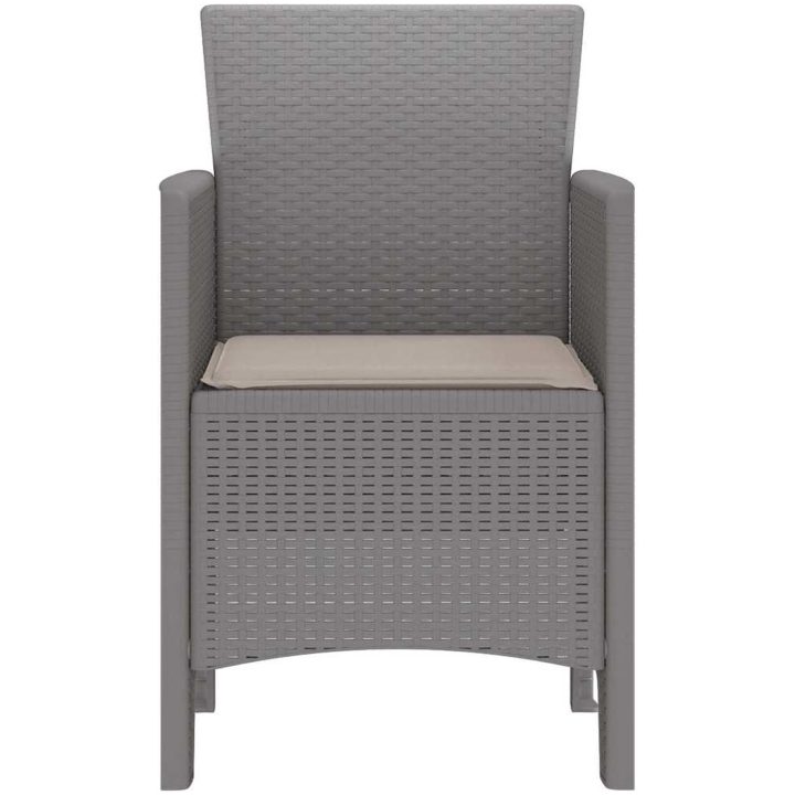 Trädgårdsstolar med dynor 2 st ljusgrå konstrotting vidaXL 53 x 49 x 85 cm – bild 6