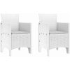 Trädgårdsstolar med Dynor 2 st Vit Poly Rattan vidaXL 53 x 49 x 85 cm – miniatyr 2