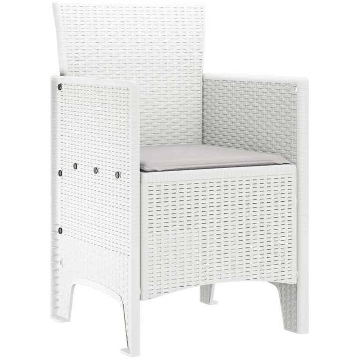 Trädgårdsstolar med Dynor 2 st Vit Poly Rattan vidaXL 53 x 49 x 85 cm – bild 4