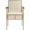Trädgårdsstolar med dynor 4 st beige konstrotting akaciaträ vidaXL – miniatyr 4