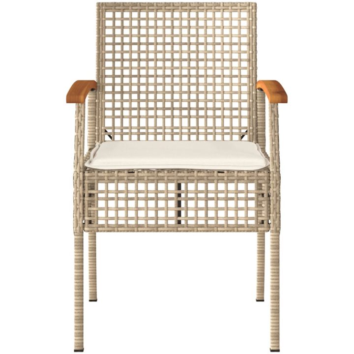 Trädgårdsstolar med dynor 4 st beige konstrotting akaciaträ vidaXL – bild 4