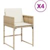 Trädgårdsstolar med dynor 4 st beige konstrotting vidaXL – miniatyr 2