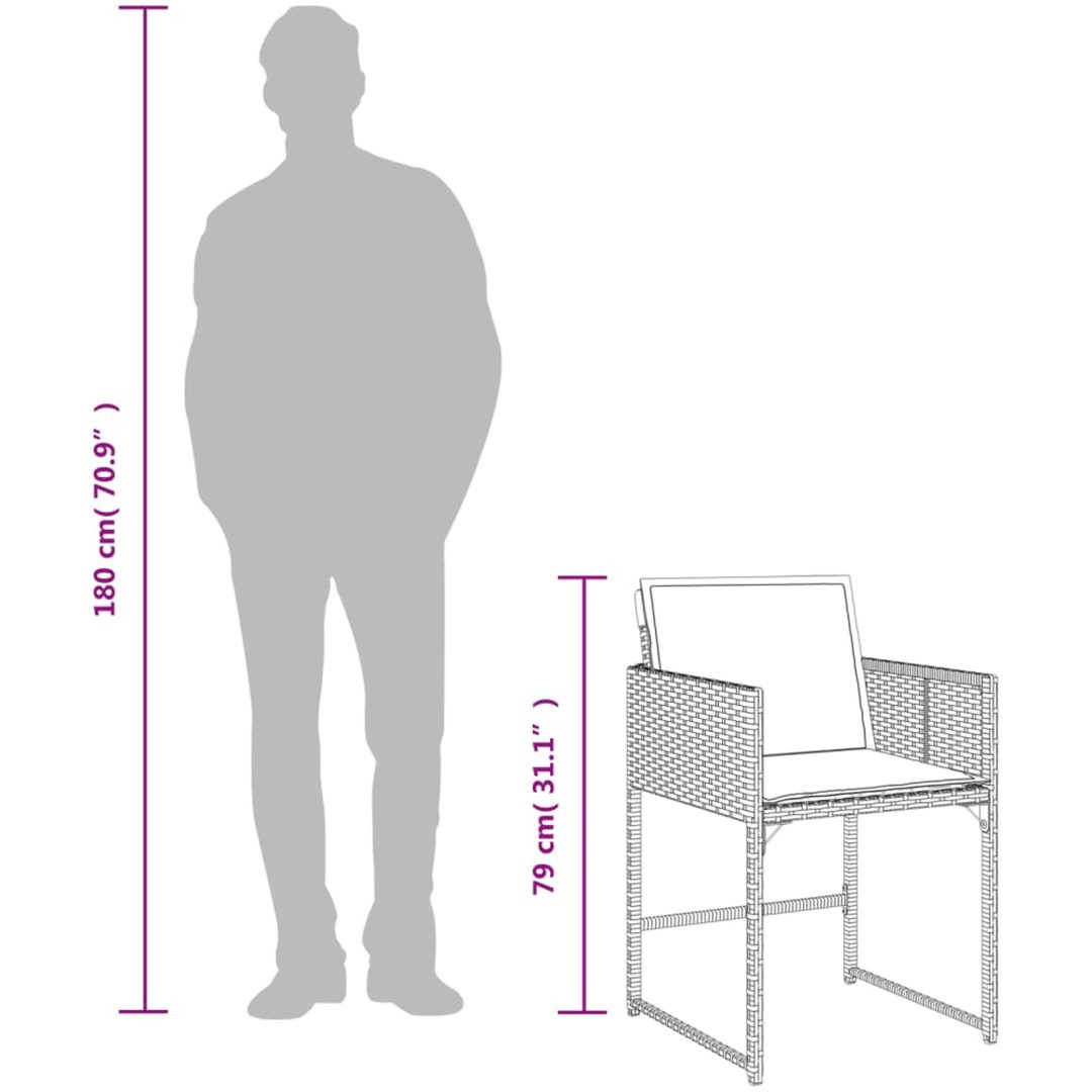 Trädgårdsstolar med dynor 4 st beige konstrotting vidaXL – bild 12