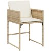 Trädgårdsstolar med dynor 4 st beige konstrotting vidaXL – miniatyr 3