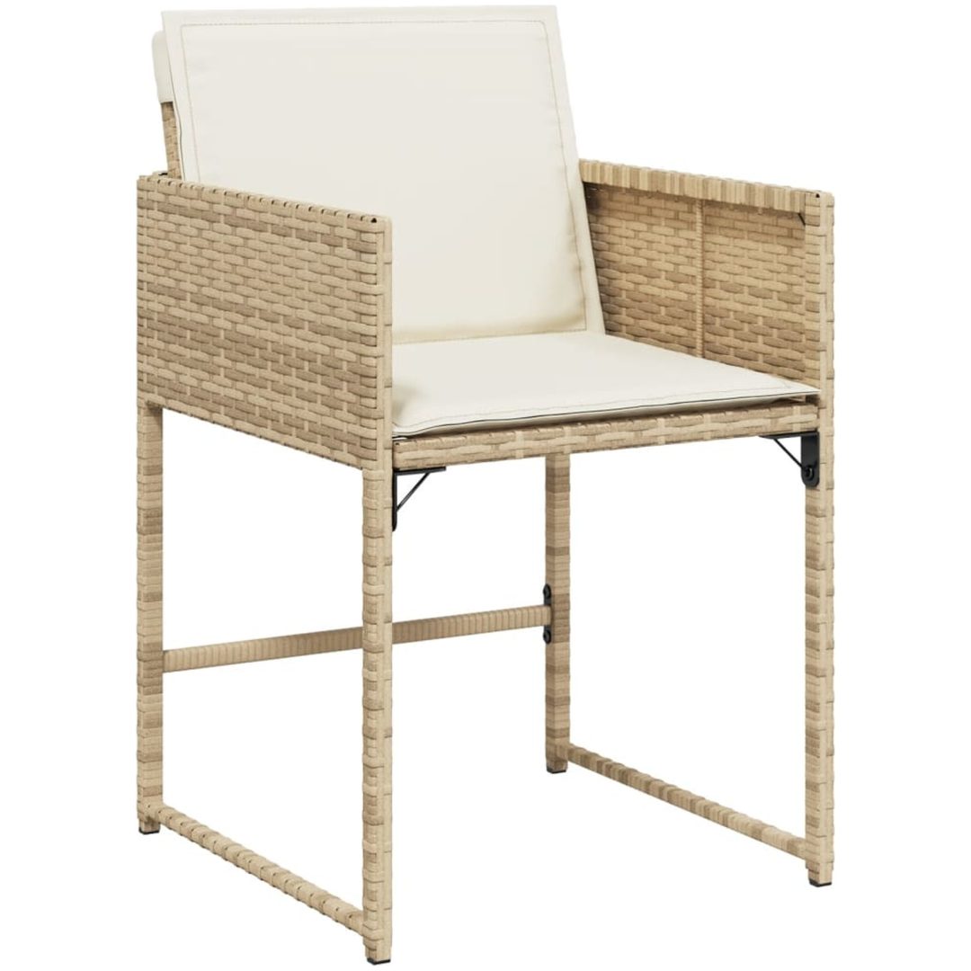 Trädgårdsstolar med dynor 4 st beige konstrotting vidaXL – bild 3