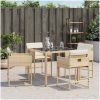 Trädgårdsstolar med dynor 4 st beige konstrotting vidaXL – miniatyr 4