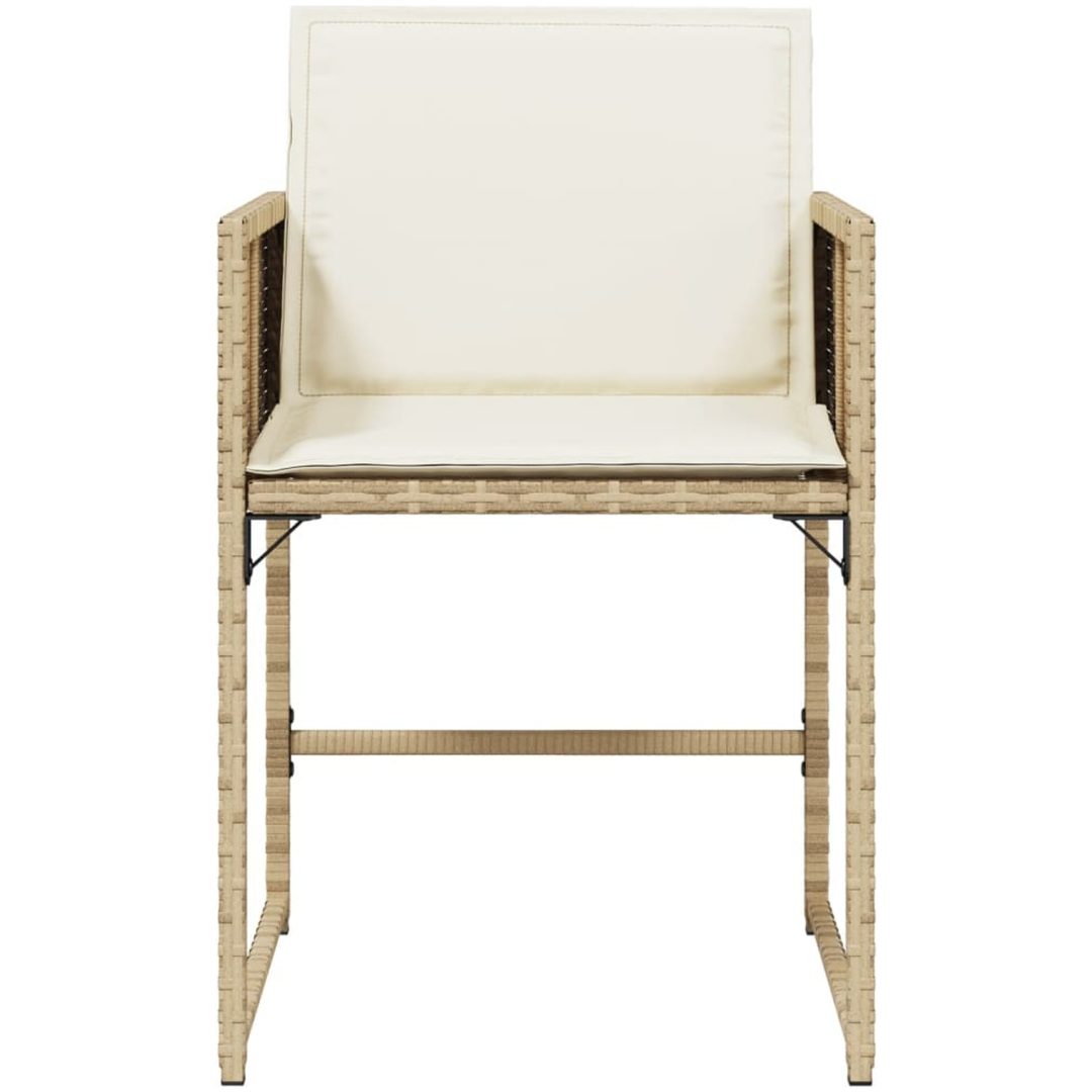 Trädgårdsstolar med dynor 4 st beige konstrotting vidaXL – bild 5
