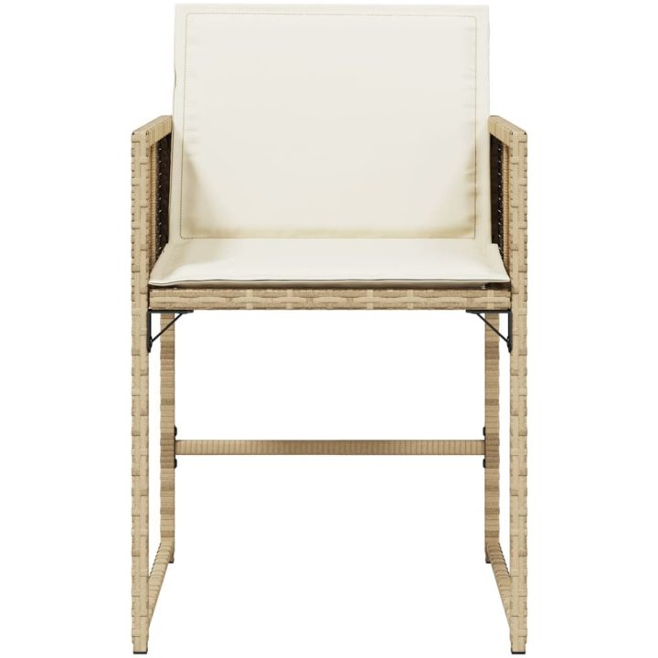 Trädgårdsstolar med dynor 4 st beige konstrotting vidaXL – bild 5