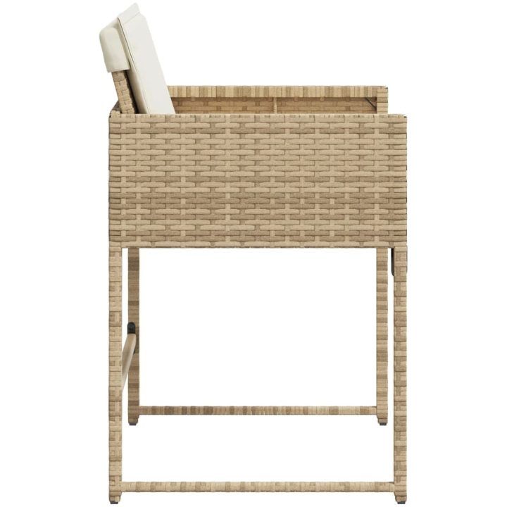Trädgårdsstolar med dynor 4 st beige konstrotting vidaXL – bild 6