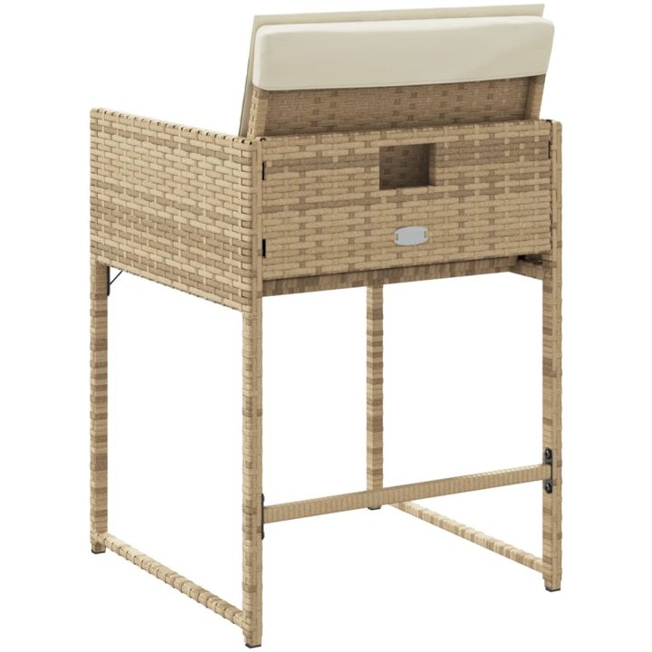 Trädgårdsstolar med dynor 4 st beige konstrotting vidaXL – bild 7