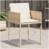 Trädgårdsstolar med dynor 4 st beige konstrotting vidaXL – miniatyr 1