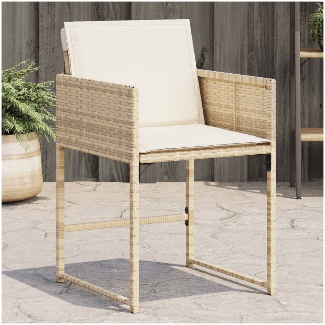 Trädgårdsstolar med dynor 4 st beige konstrotting vidaXL