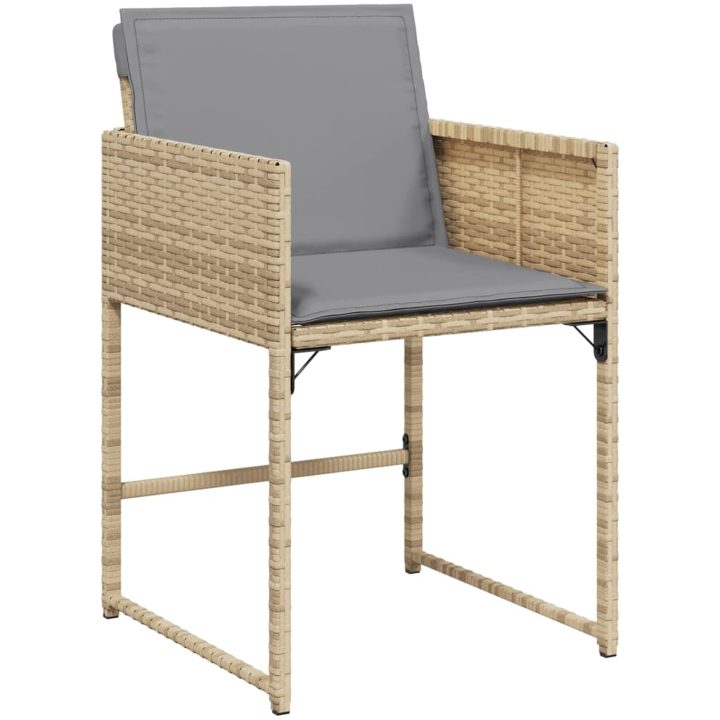 Trädgårdsstolar med dynor 4 st blandad beige konstrotting vidaXL – bild 3