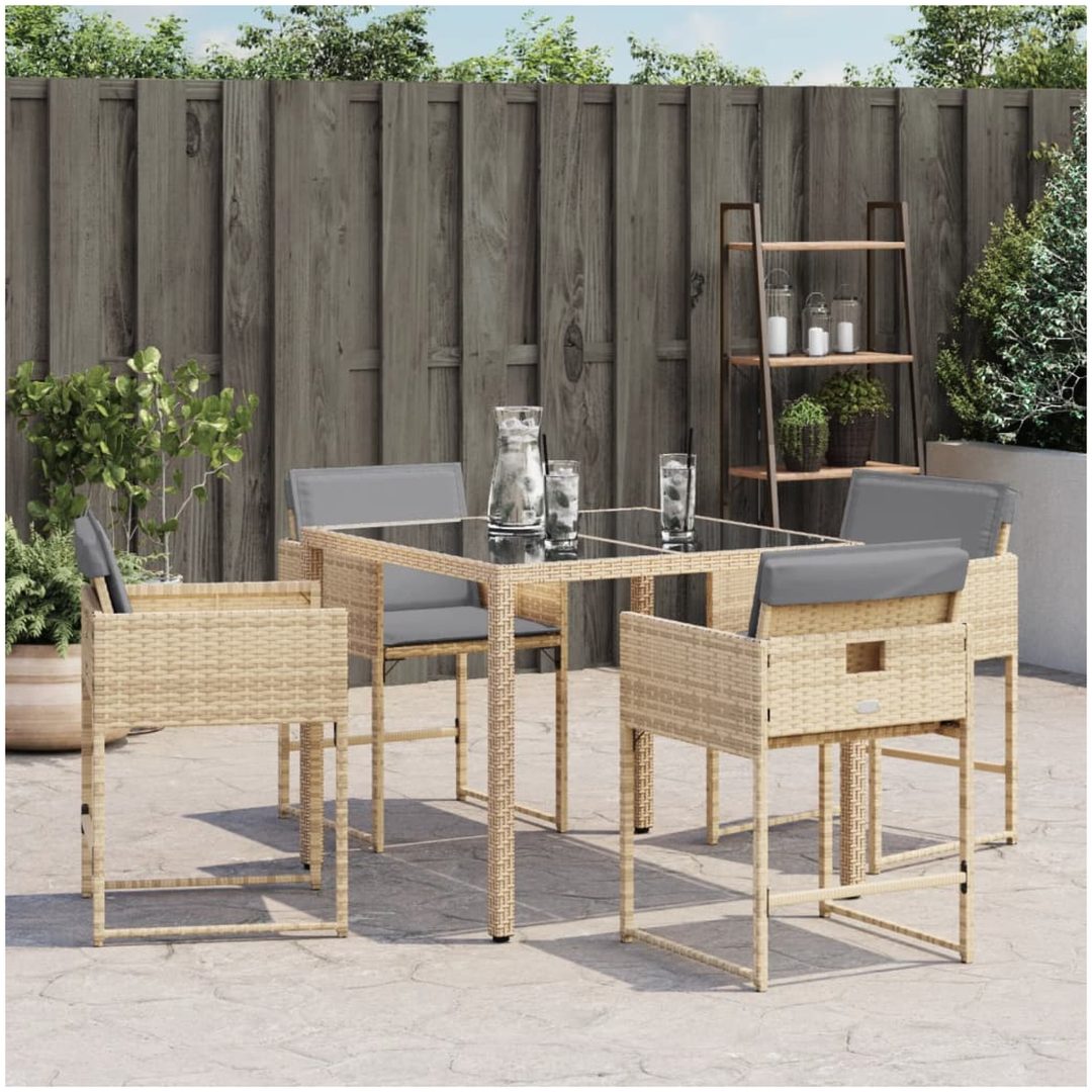 Trädgårdsstolar med dynor 4 st blandad beige konstrotting vidaXL – bild 4