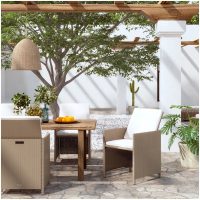 Trädgårdsstolar med dynor 4 st konstrotting beige vidaXL