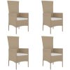 Trädgårdsstolar med dynor 4 st konstrotting beige vidaXL – miniatyr 2