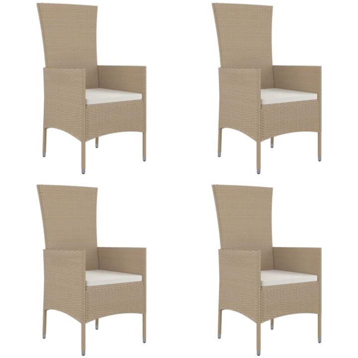 Trädgårdsstolar med dynor 4 st konstrotting beige vidaXL – bild 2