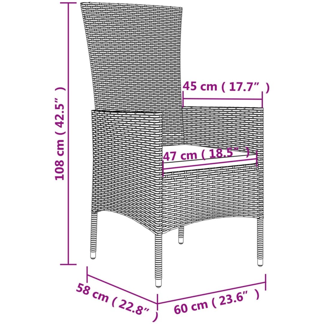 Trädgårdsstolar med dynor 4 st konstrotting beige vidaXL – bild 9