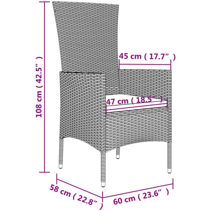 Trädgårdsstolar med dynor 4 st konstrotting beige vidaXL – bild 9