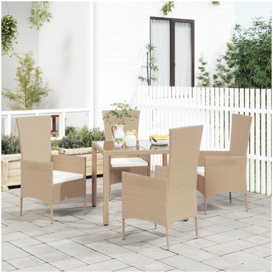 Trädgårdsstolar med dynor 4 st konstrotting beige vidaXL