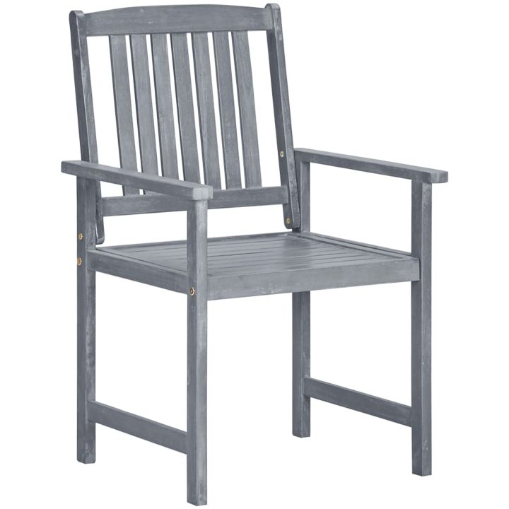 Trädgårdsstolar med dynor 8 st massivt akaciaträ grå vidaXL – bild 4