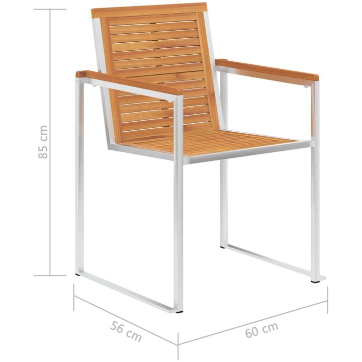 Trädgårdsstolar med dynor 8 st massivt akaciaträ och rostfritt stål vidaXL – bild 8